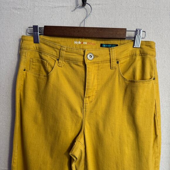 Style & Co Skinny Jeans Size 8 Yellow Colored Denim Stretch Pockets Casual Fit - Picture 3 of 13